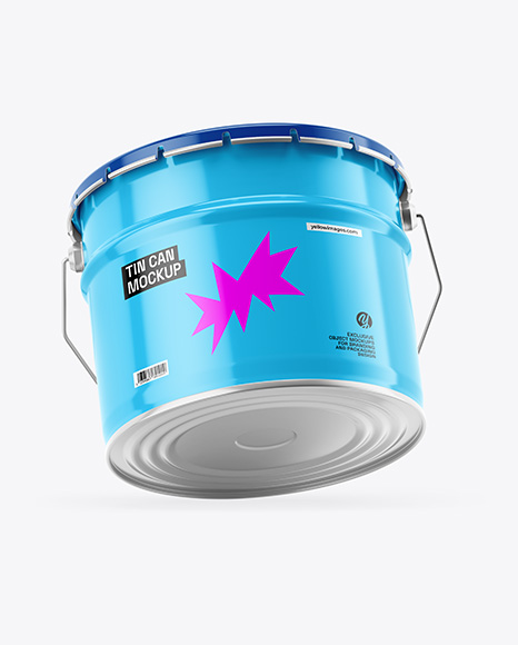 Glossy Tin Can w Metallic Handle Mockup
