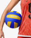 Woman Wearing Full Volleyball Kit with Ball Mockup