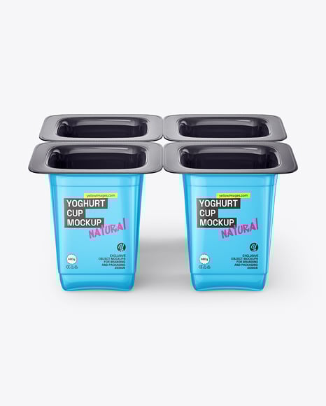 Glossy Plastic Yoghurt Cups Mockup