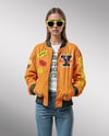 Woman in Sunglasses Wearing Bomber Jacket and Jeans Mockup