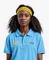 Young Black Woman Wearing Tennis Polo Shirt and Shorts Mockup