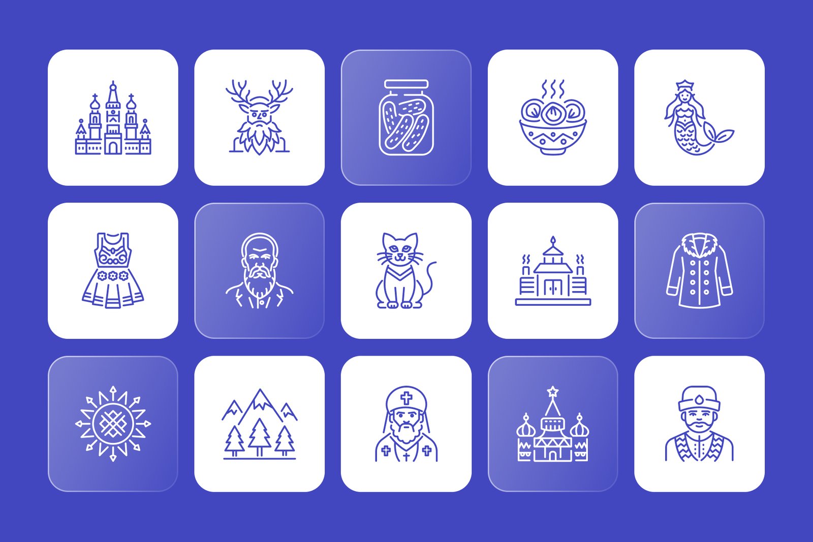 Russian Outline Icons Set