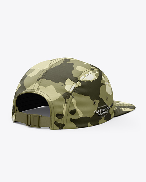 Five Panel Cap Mockup - Back Half Side View