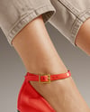Platform Heels on Woman's Legs with Jeans Mockup