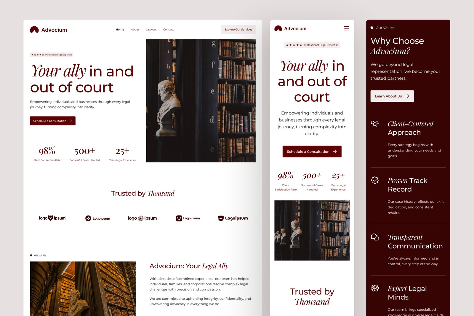 Advocium – Law Firm Website UI Figma Template