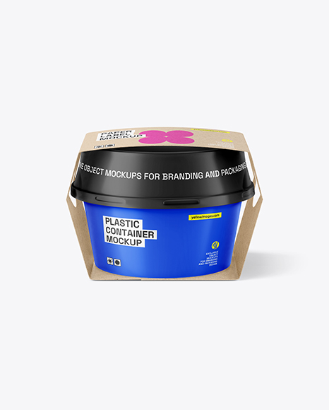 Plastic Container With Kraft Label Mockup