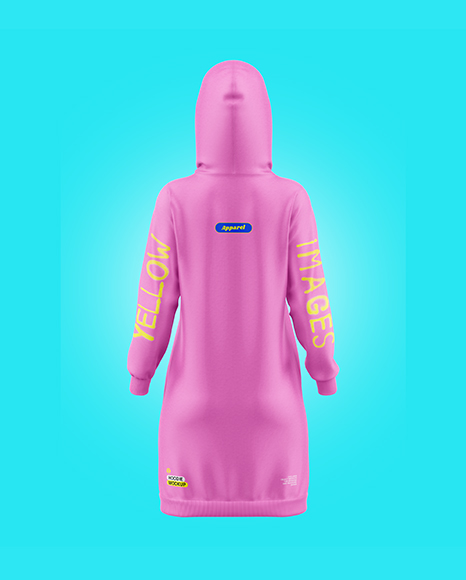 Women Cotton Hoodie Dress Mockup - Back View