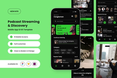 Cangkeman – Bold Podcast Streaming App Design Template