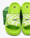 Pair of Velcro Slide Sandals With Box Mockup