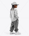 Black Boy with Braids Wearing Sweatshirt and Baseball Cap Mockup