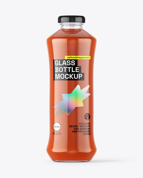 Glass Bottle with Tomato Juice Mockup - Tomato paste mockup
