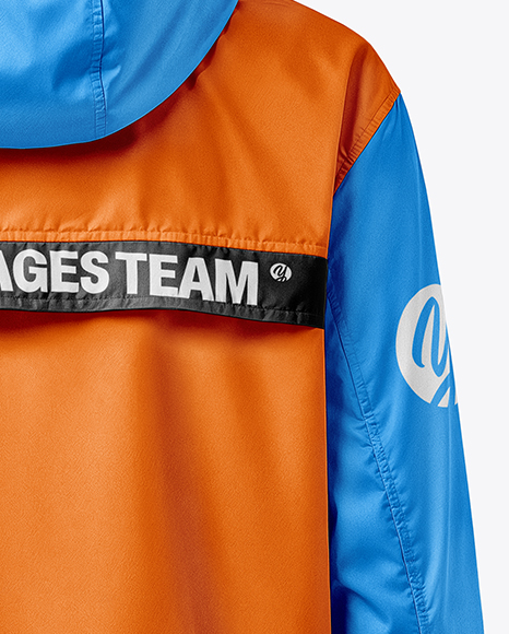 Hooded Windbreaker Jacket Mockup - Back View