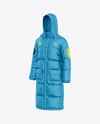 Men's Long Hooded Down Jacket Mockup - Half Side View