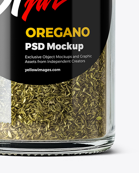 Glass Spice Jar with Oregano Mockup