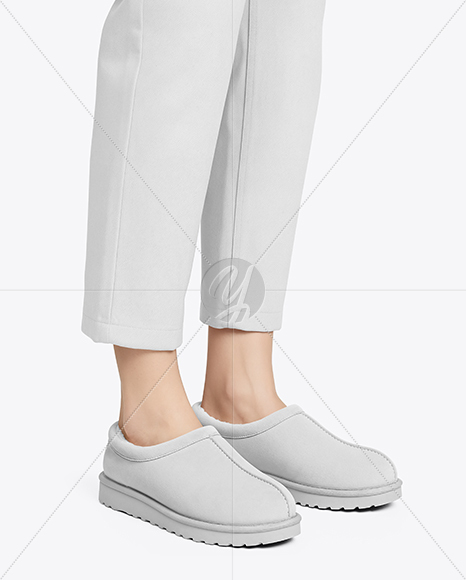 Pair of UGG Slippers on Woman's Legs Mockup