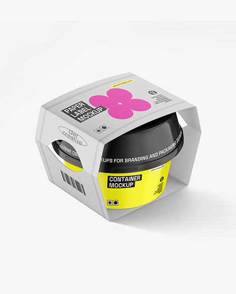 Glossy Plastic Container With Label Mockup - Cheese mockup download