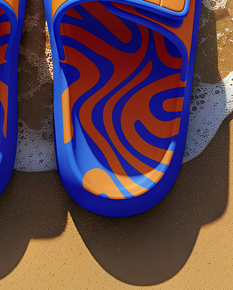 Velcro Slide Sandals on the Beach Mockup