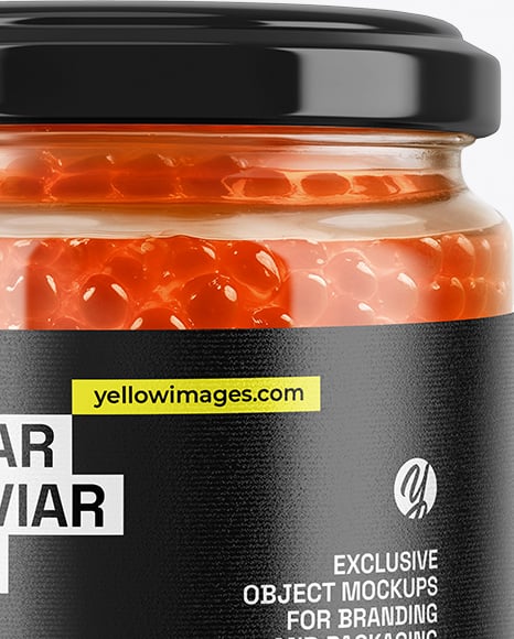 Glass Jar with Red Caviar Mockup