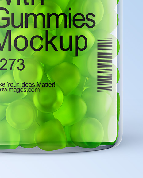 Plastic Jar with Gummies Mockup