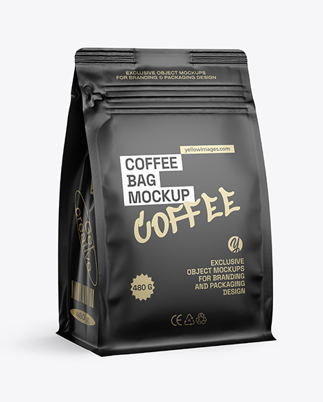 Matte Coffee Bag Mockup - Half Side view