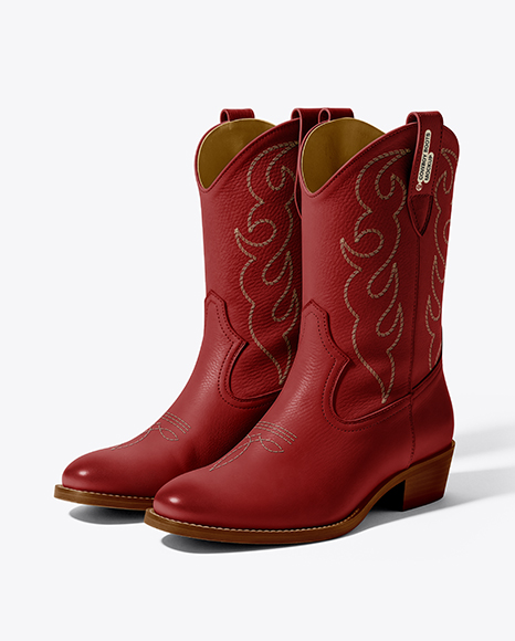 Pair of Women's Cowboy Boots Mockup - Shoe mockups