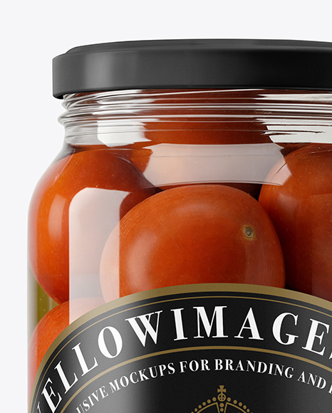 Glass Jar with Pickled Tomatoes Mockup