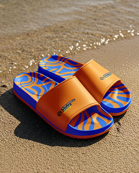 Slide Sandals on the Beach Mockup