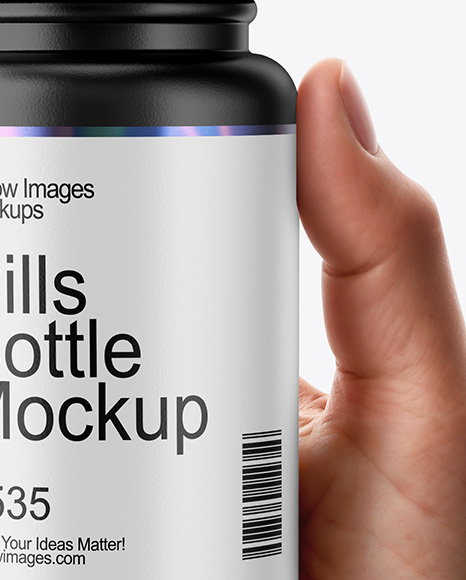 Plastic Pill Bottle in a Hand Mockup