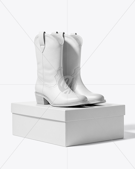 Cowboy Boots on Shoe Box Mockup