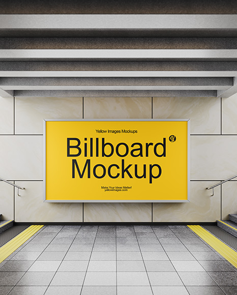 Billboard in the Underground Passage Mockup - Front View - Banners