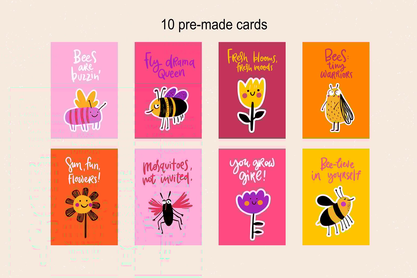 &#034;Let`s Plant Some Fun&#034; Illustrations set