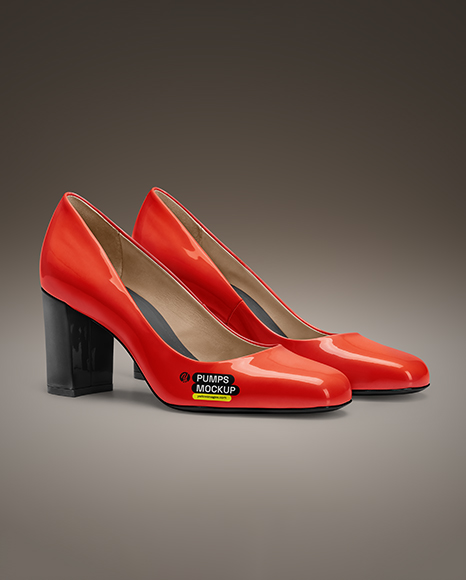 Pair of Block Heel Pumps Mockup