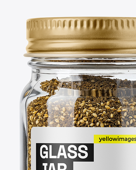 Clear Glass Jar with Za'atar Spice Mockup