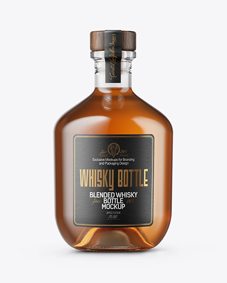Clear Glass Whisky Bottle Mockup - Mockup shots