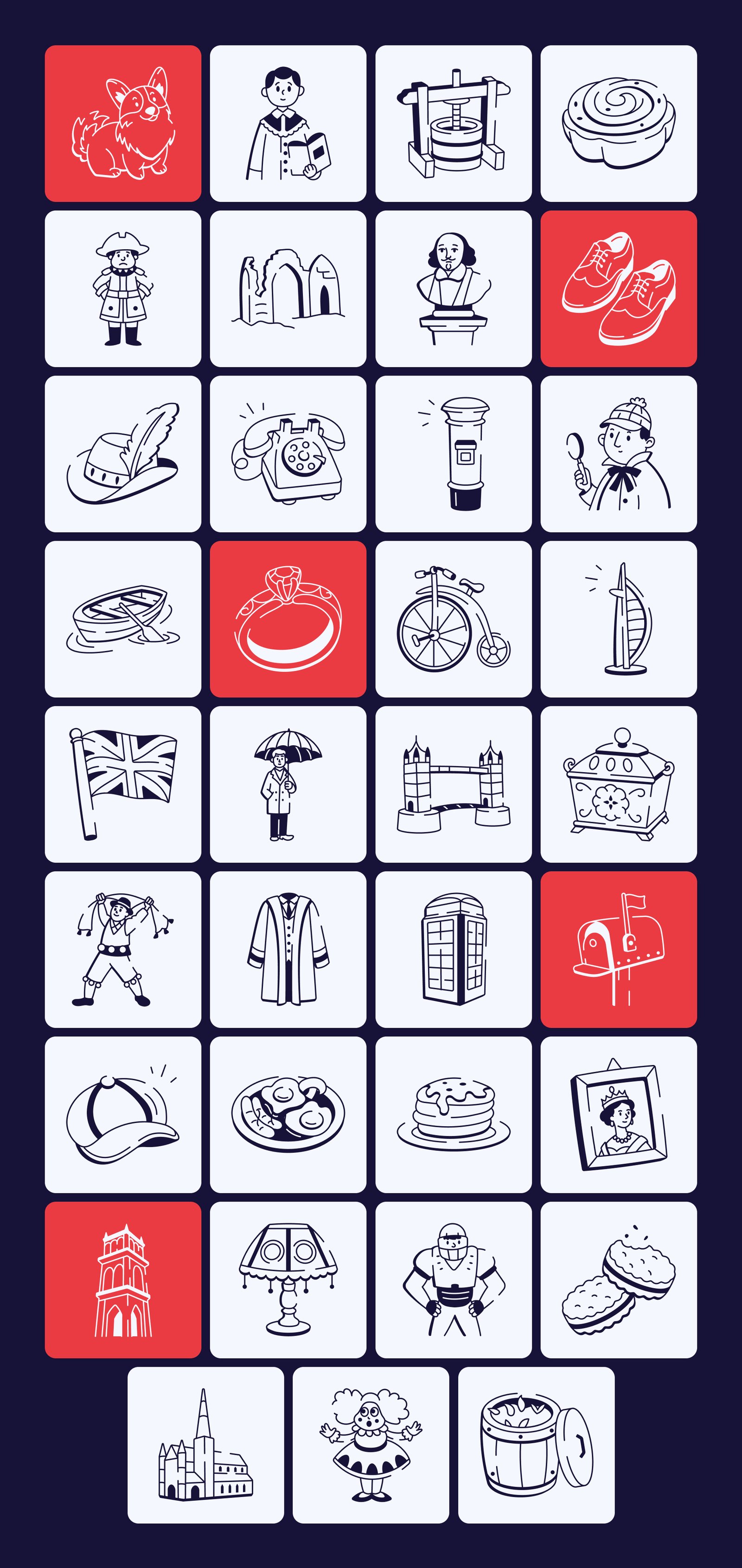 English Doodle Icon Set