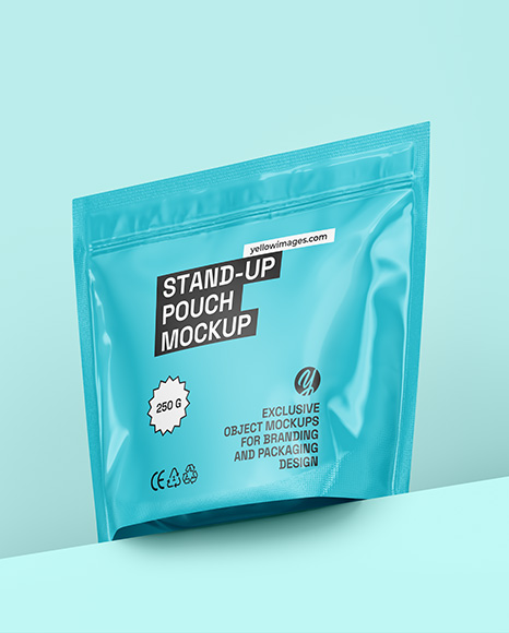 Glossy Stand-up Pouch Mockup - Coffee packaging mockup