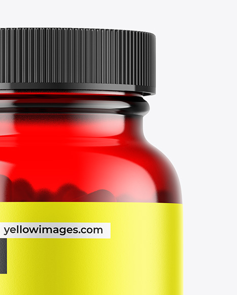Red Glass Pills Jar Mockup
