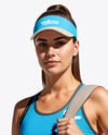 Woman Wearing Tennis Uniform and Tennis Bag Mockup