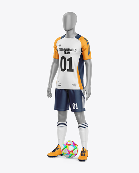 Training Short Sleeve Full Soccer Kit Mockup - Half Side View