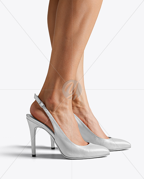Pair of Slingbacks on Woman's Legs Mockup