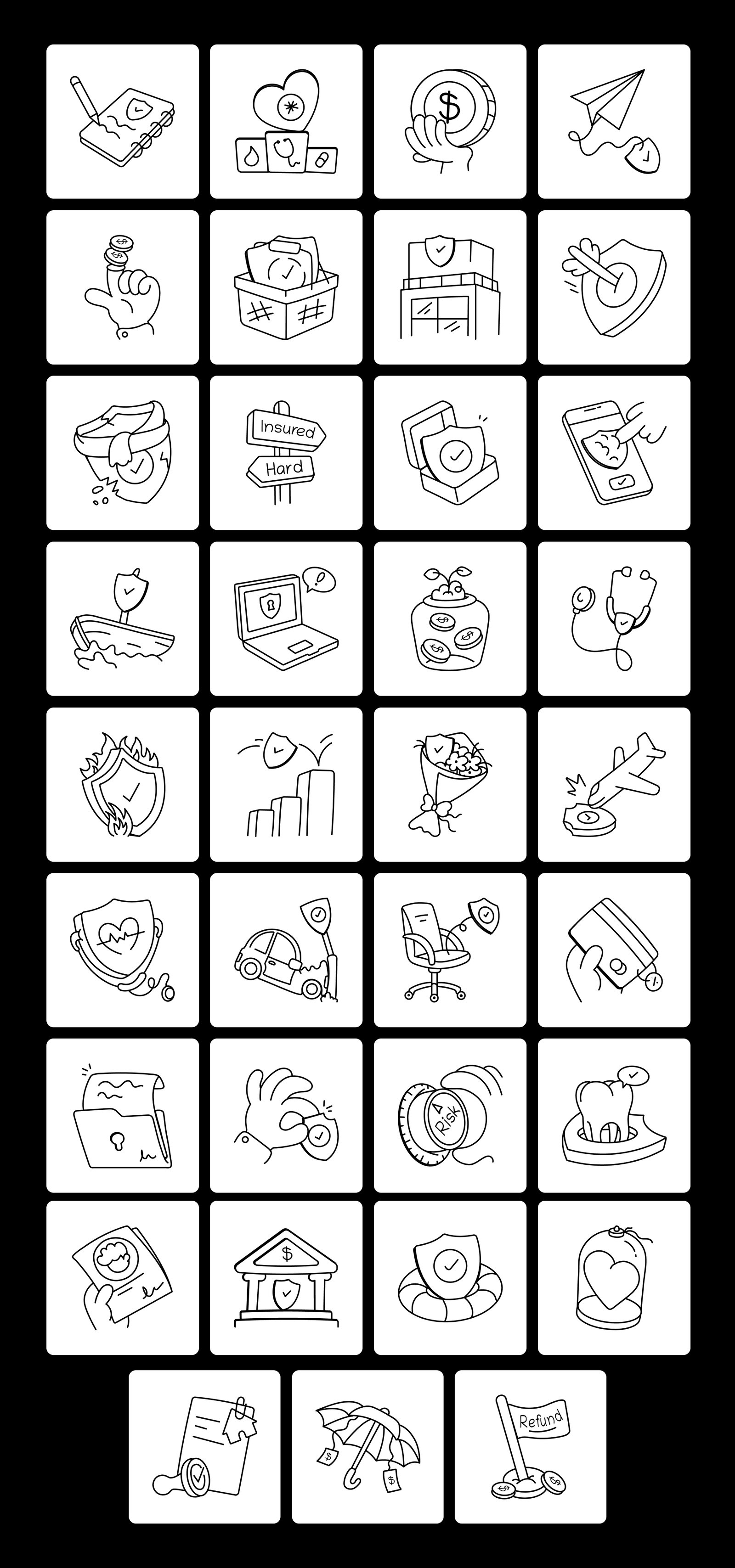 Insurance Doodles Icon Set