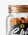 Clear Glass Jar with Cinnamon Sticks Mockup