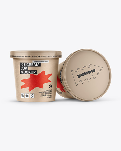 Two Kraft Paper Ice Cream Cups Mockup