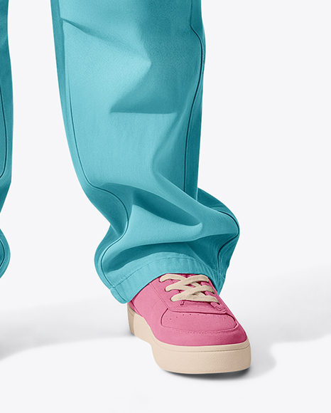 Girl Wearing Hoodie & Cargo Pants with Skateboard Mockup