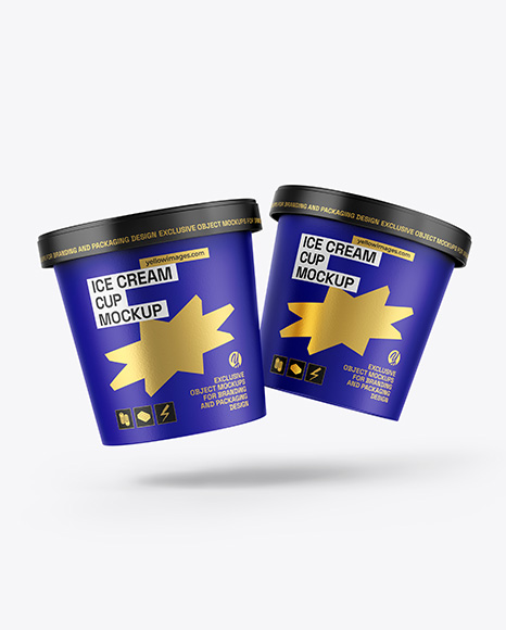 Two Matte Ice Cream Cups Mockup