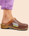Pair of Clogs on Woman's Legs with Pants Mockup