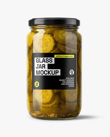 Glass Jar with Bread & Butter Pickles Mockup - Digital product mockup