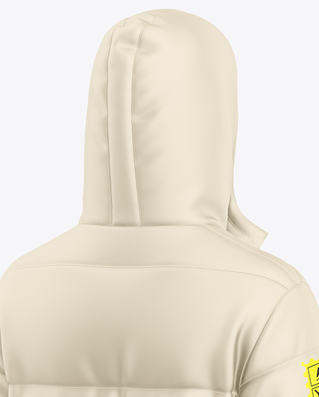 Men's Long Hooded Down Jacket Mockup - Back Half Side View