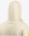 Men's Long Hooded Down Jacket Mockup - Back Half Side View