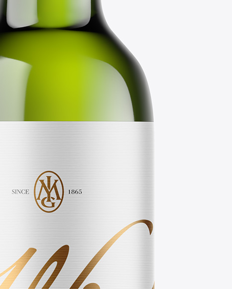 Green Glass White Wine Bottle Mockup